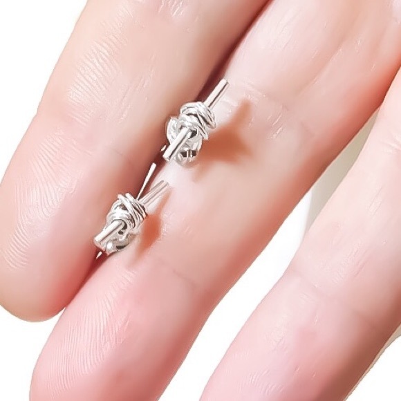 Bohemian/Tribal Knotted Bar Stud Earrings in Sterling Silver Rose & Gold Filled - Picture 5 of 12